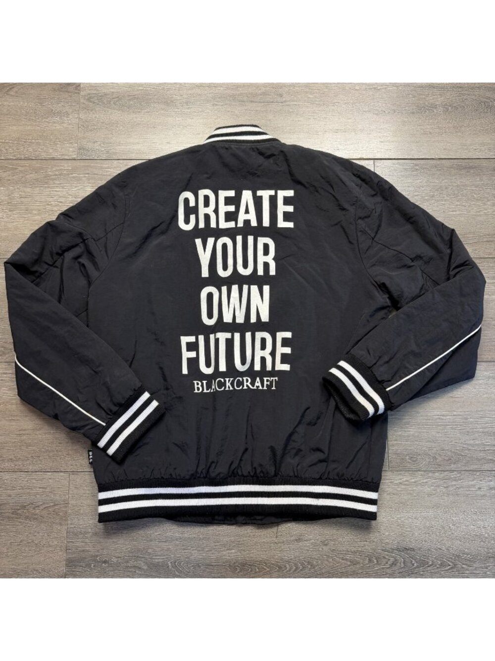BlackCraft Cult Believe In Yourself Pentagram Bomber Jacket Black White Men's XL